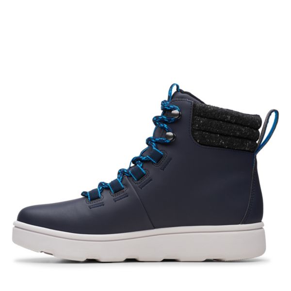 Clarks Womens Step Explor Hi Lace Up Boots Navy | UK-8759601